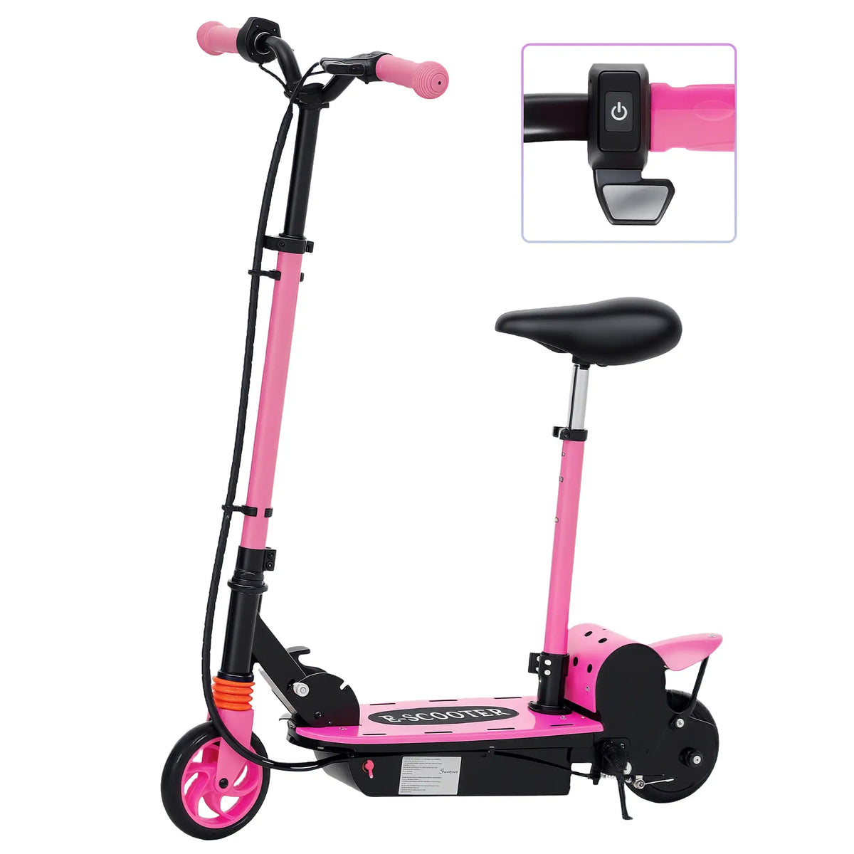 Foldable Electric Scooter for Kids, Seat, 2 Heights, 6km Range, 12km/h, Pink Scooters at Gallery Canada