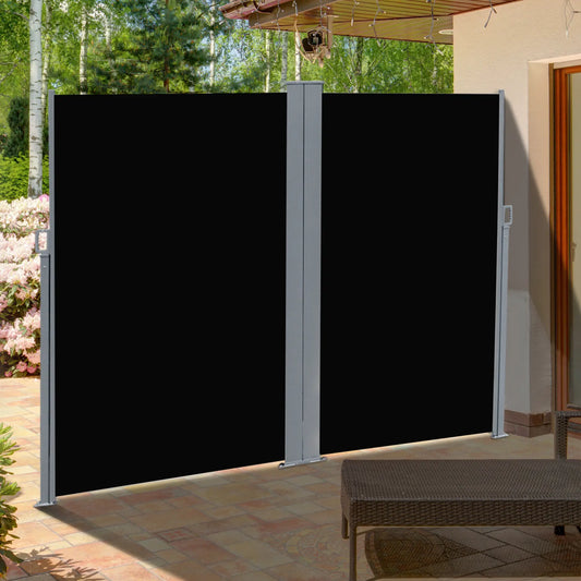 Retractable Double Side Awning, Folding Privacy Screen, Black Side Awnings Black at Gallery Canada
