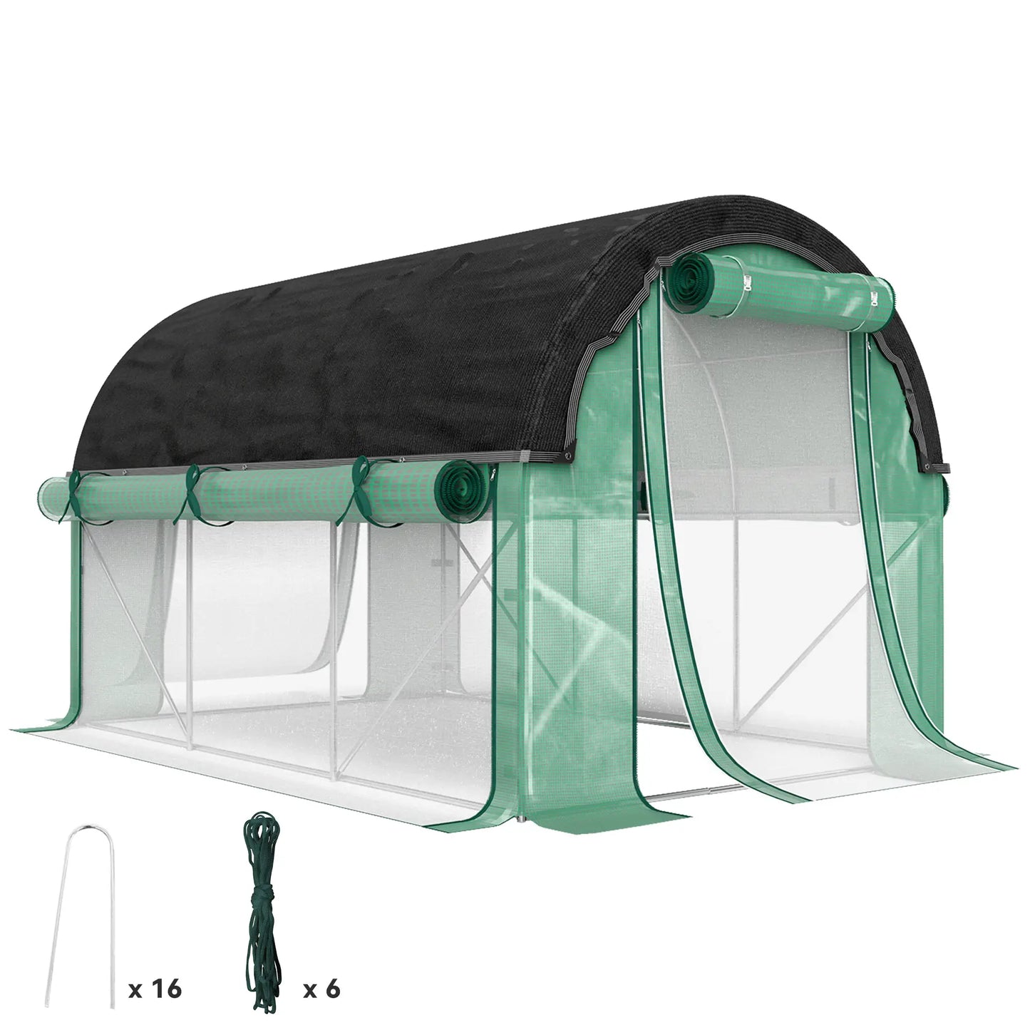 Walk-in Tunnel Greenhouse, 6.6' x 10' x 6.5', Green