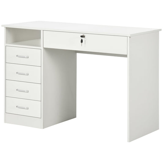 Home Office Desk with Storage, Computer Desk with Lockable Drawer and Open Compartment, White - Gallery Canada