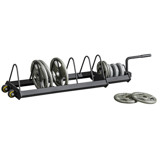 Horizontal Weight Rack, Weight Plate Rack Holder, Bumper Plate Storage with Transport Wheels and Handle for Home Gym - Gallery Canada