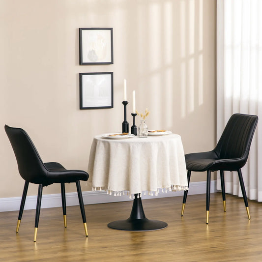 Modern Dining Chairs Set of 2, PU Leather Upholstery, Steel Legs, Black Bar Stools Black, Gold at Gallery Canada