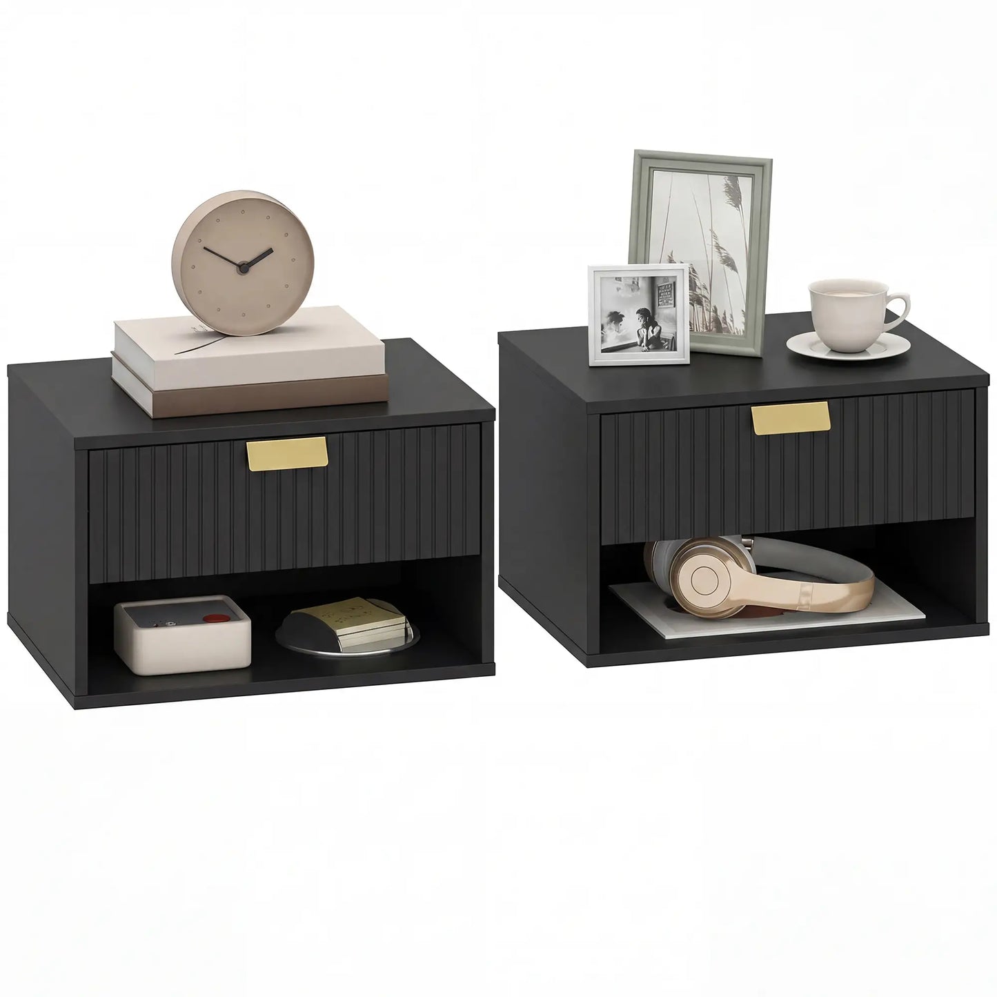 Wall Mounted Bedside Tables, Floating Nightstands, Black Bedside Tables at Gallery Canada