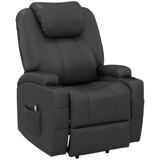 Power Recliner, Electric Lift Chair for Elderly with Footrest, Remote Control, Side Pockets and Cup Holders, Grey - Gallery Canada