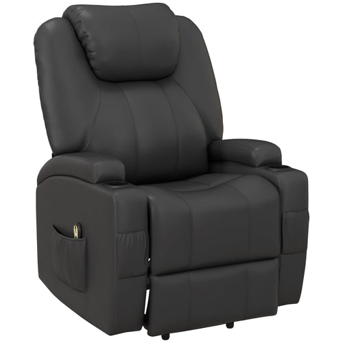 Power Recliner, Electric Lift Chair for Elderly with Footrest, Remote Control, Side Pockets and Cup Holders, Grey