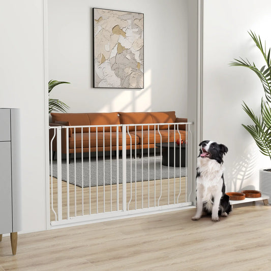 30"-57" Easy Install Pet Gate, Door & Double Lock, Extra Wide, White Houses, Kennels & Pens White at Gallery Canada