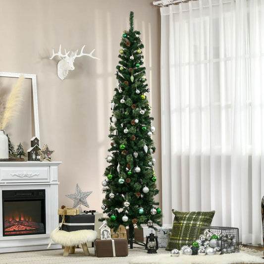 7.5ft Pencil Christmas Tree, Artificial, Pine Needles, Realistic Branches, Green Pencil Christmas Trees Green at Gallery Canada