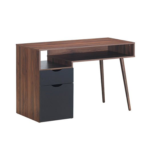 Computer Desk PC Writing Table Drawer and Cabinet with Wood Legs, Brown at Gallery Canada