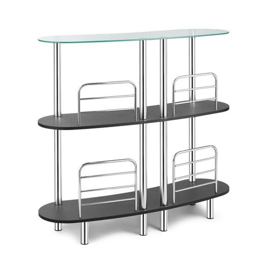 3-tier Bar Cabinets Table with Tempered Glass Top, Black at Gallery Canada