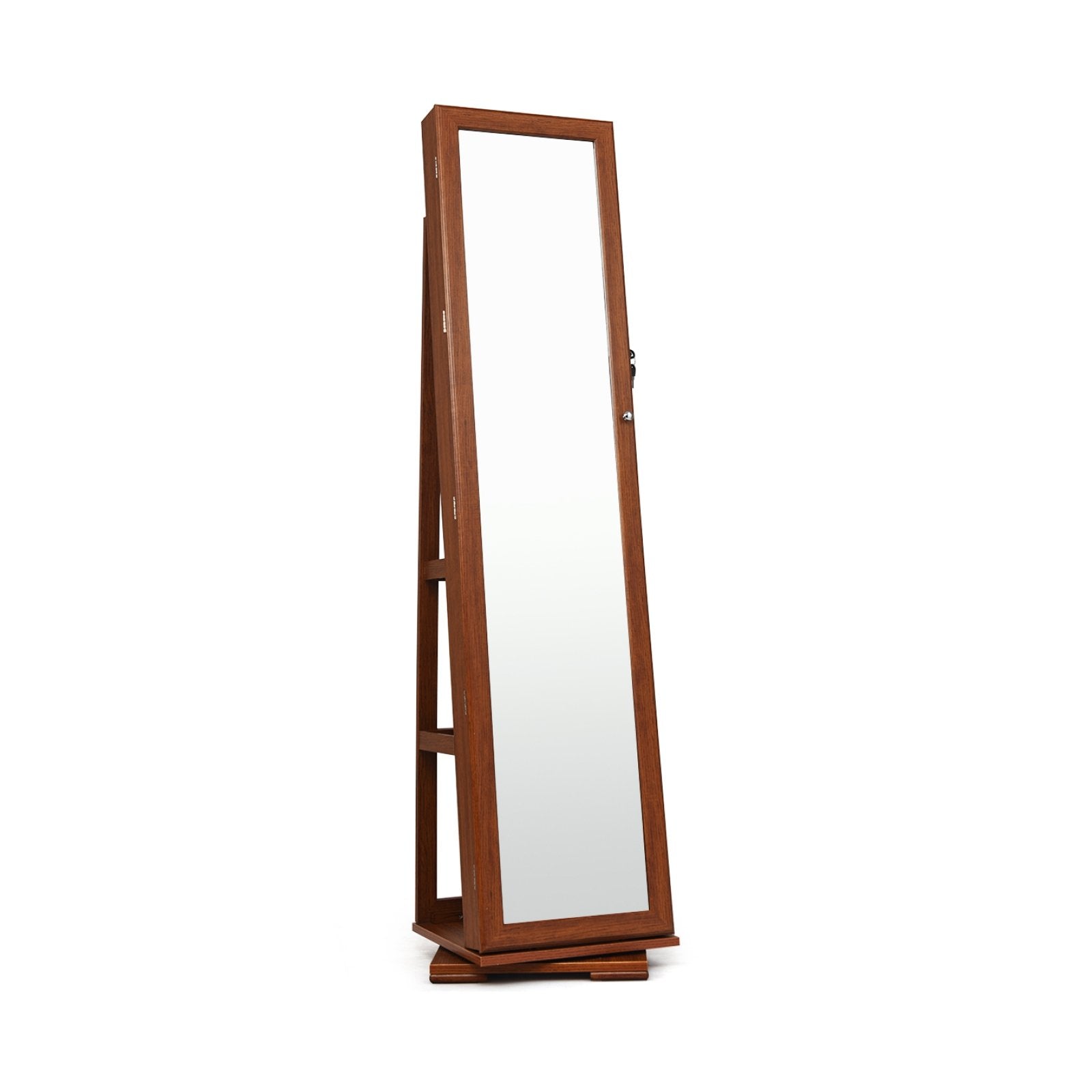 360° Rotatable Armoire 2-in-1 Lockable Mirrored Jewelry Cabinet, Brown at Gallery Canada