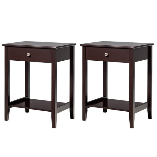 Set of 2 Wooden Bedside Sofa Table, Brown at Gallery Canada