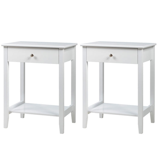 Set of 2 Wooden Bedside Sofa Table, White at Gallery Canada