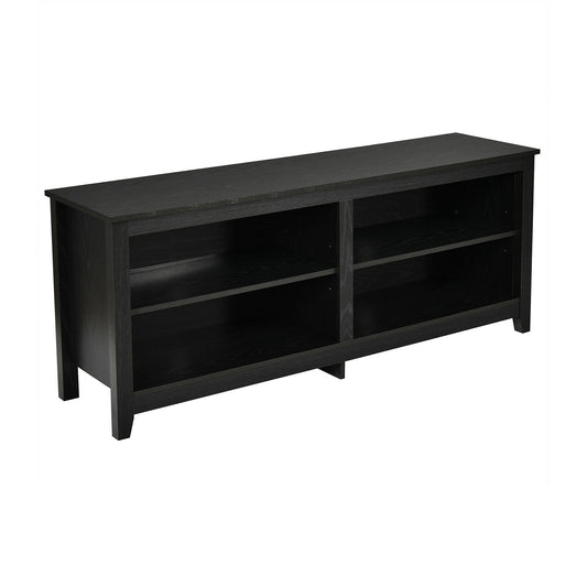 4-Cubby TV Stand for TV's up to 65 Inch with 3-Position Height Adjustable Shelf, Black at Gallery Canada