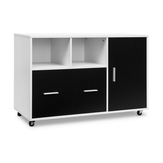 Lateral Mobile File Storage Cabinet, Black & White