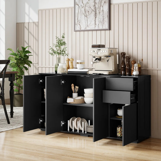 Kitchen Sideboard Storage Cabinet, Modern Coffee Bar, Black Bar Cabinets Matte Black (Front Panels), High Gloss Black (Top and Side Panels) at Gallery Canada
