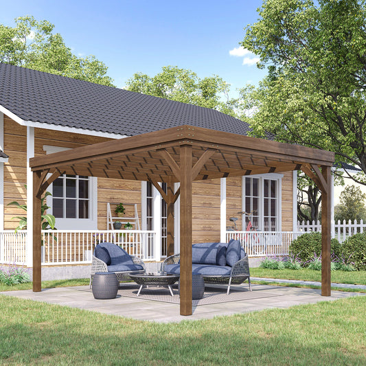 10' x 12' Wood Pergola, Outdoor Gazebo, Garden Patio Backyard, Brown Pergolas Brown at Gallery Canada