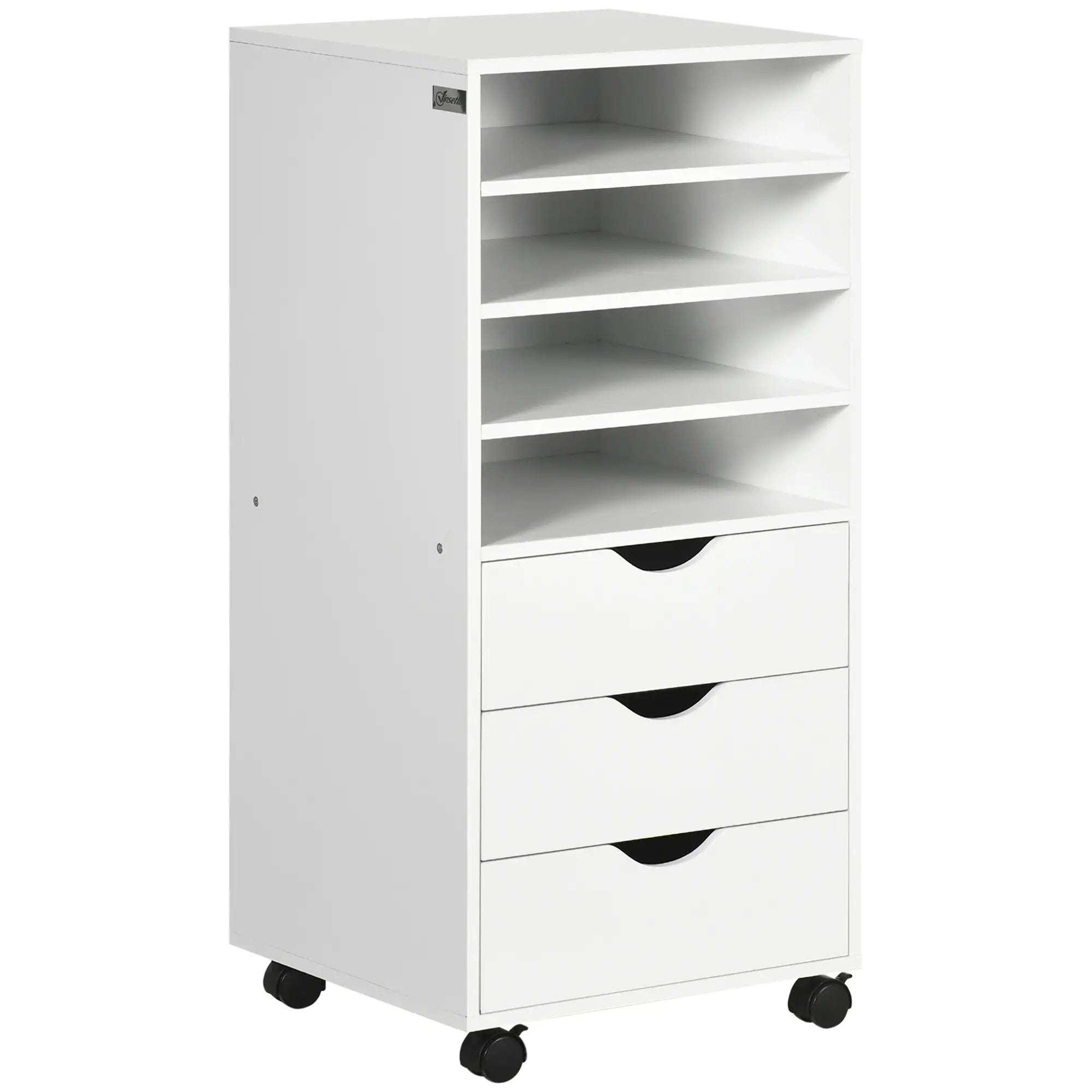 Vertical Filing Cabinet, Mobile 3 Drawers, 4 Shelves, White Office Cabinets & Cupboards at Gallery Canada