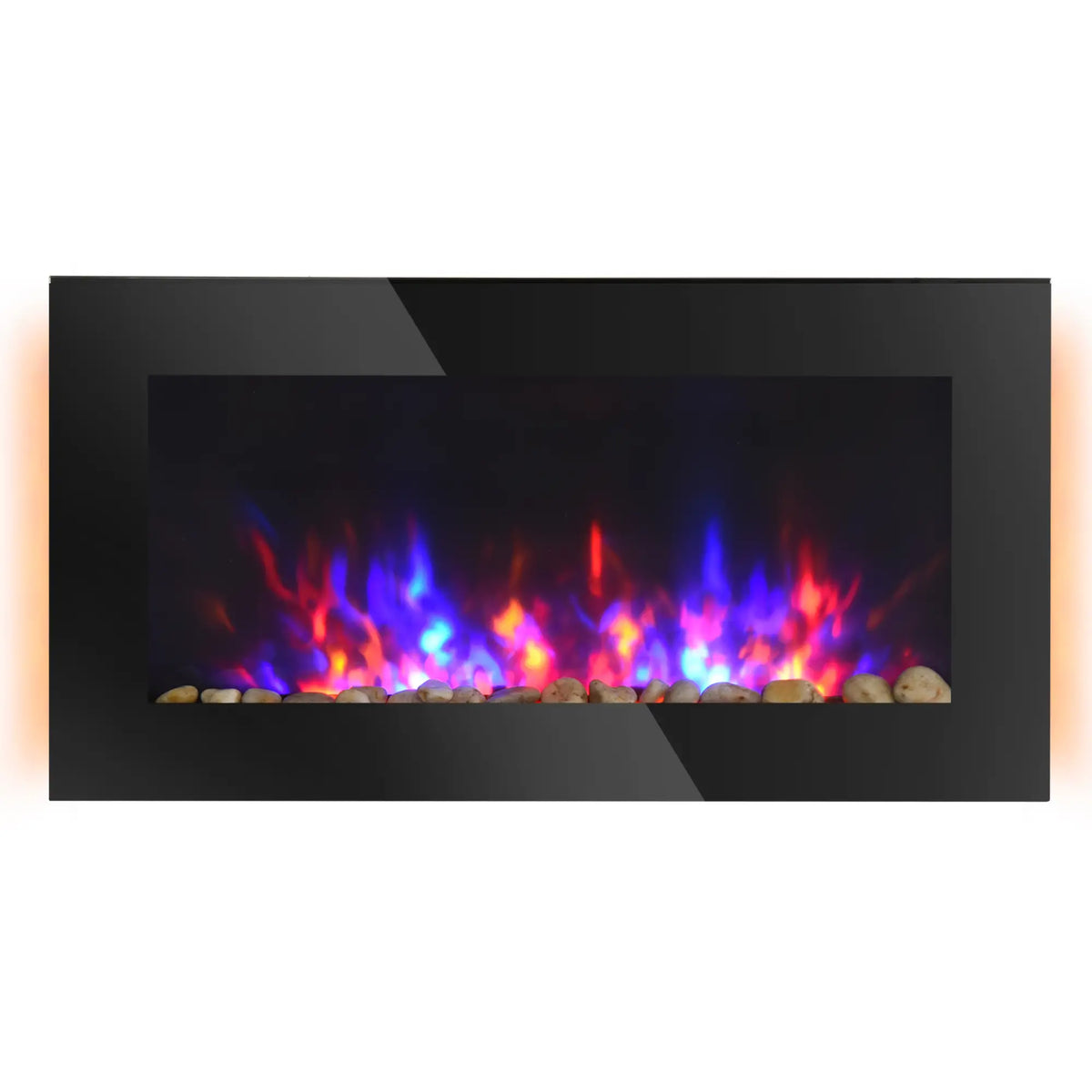 36" Wall-Mounted Electric Fireplace, 750/1500W, Flame Effect, 7 Color Light, Black Electric Fireplaces at Gallery Canada