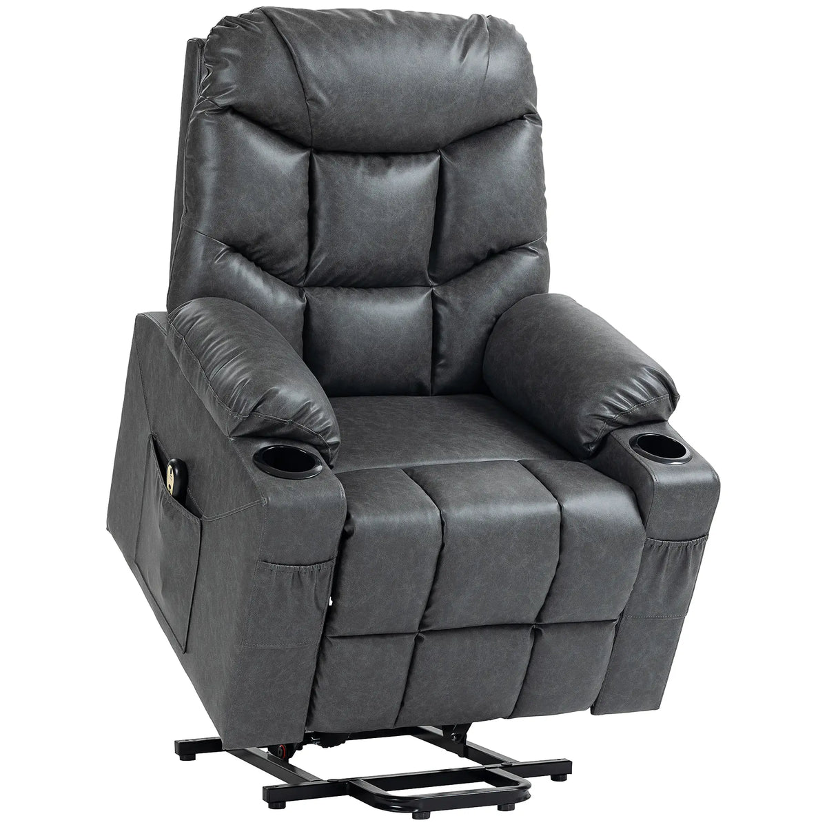 Fauteuil inclinable électrique, cuir PU, assemblage rapide, télécommande, gris