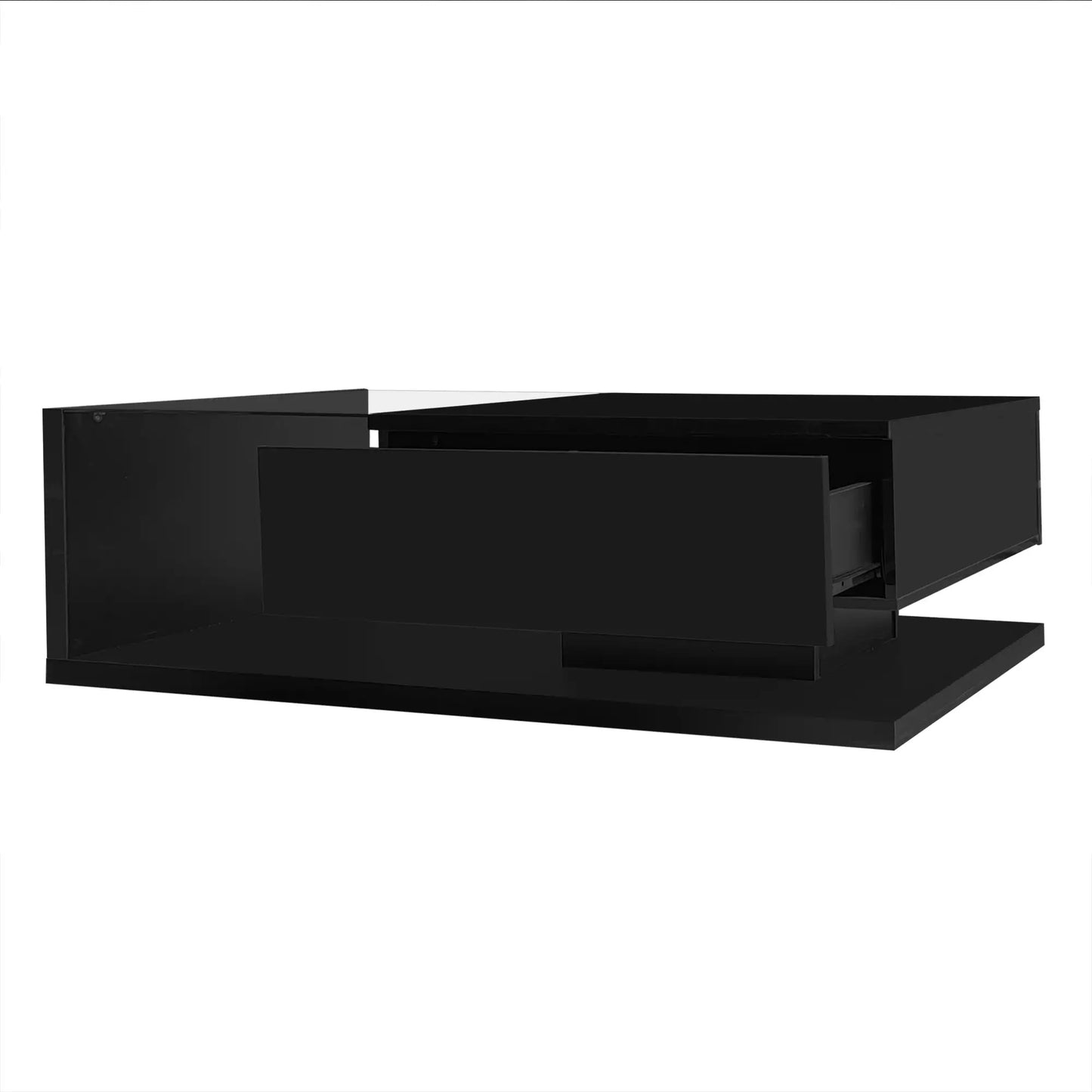 Coffee Table, Glass Top with LED, 41.5" L x 21.5" W x 12.5" H, Black Coffee Tables at Gallery Canada