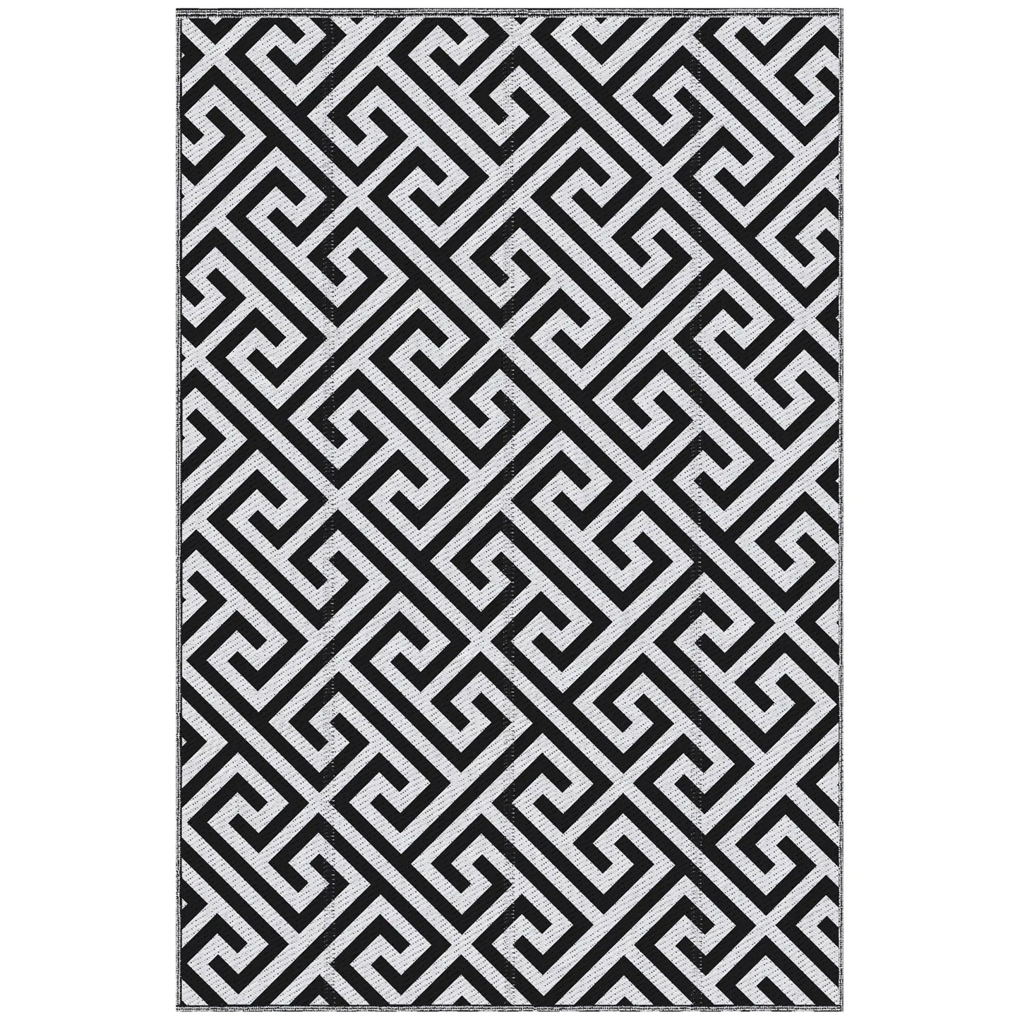 Reversible Outdoor RV Rug, Patio Floor Mat, 5' x 8', Black & White Garden Decor at Gallery Canada