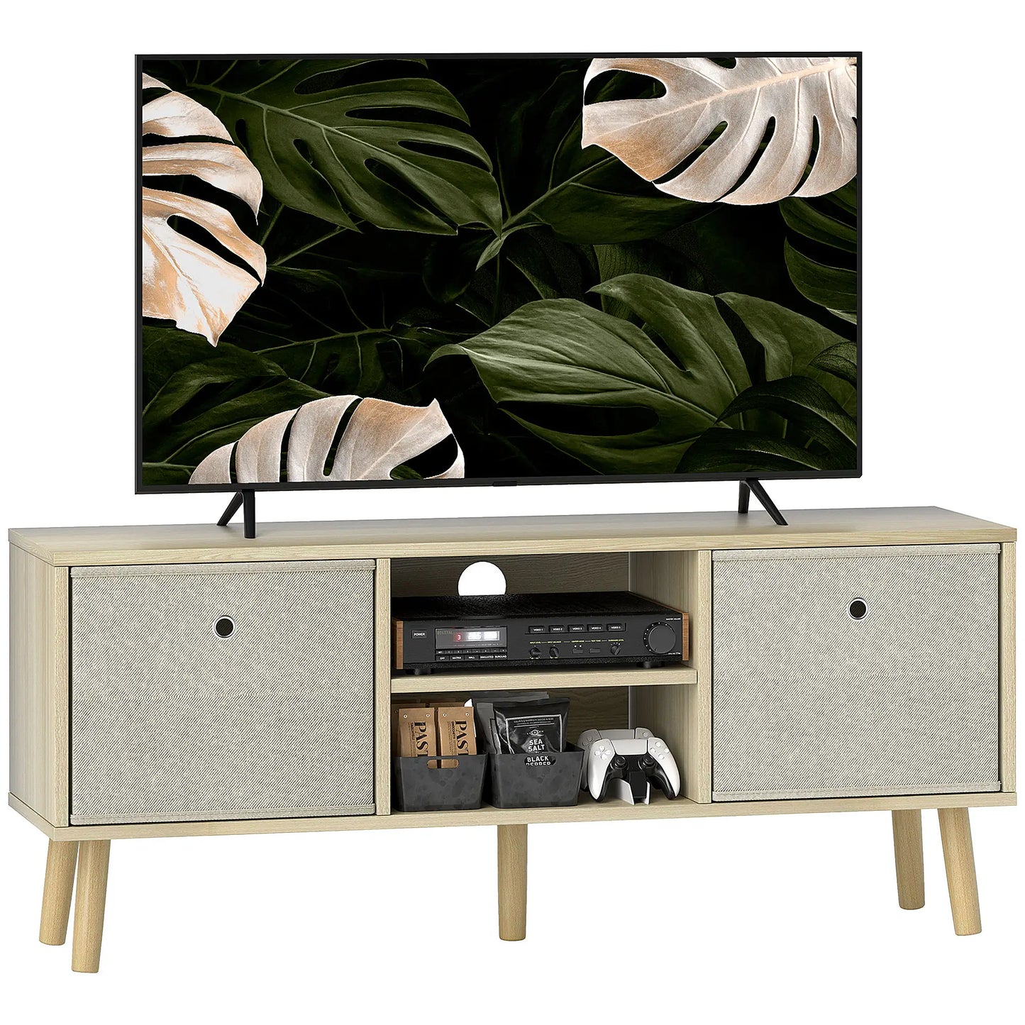 Modern TV Stand, Foldable Drawers, Shelves, Natural TV Stands at Gallery Canada