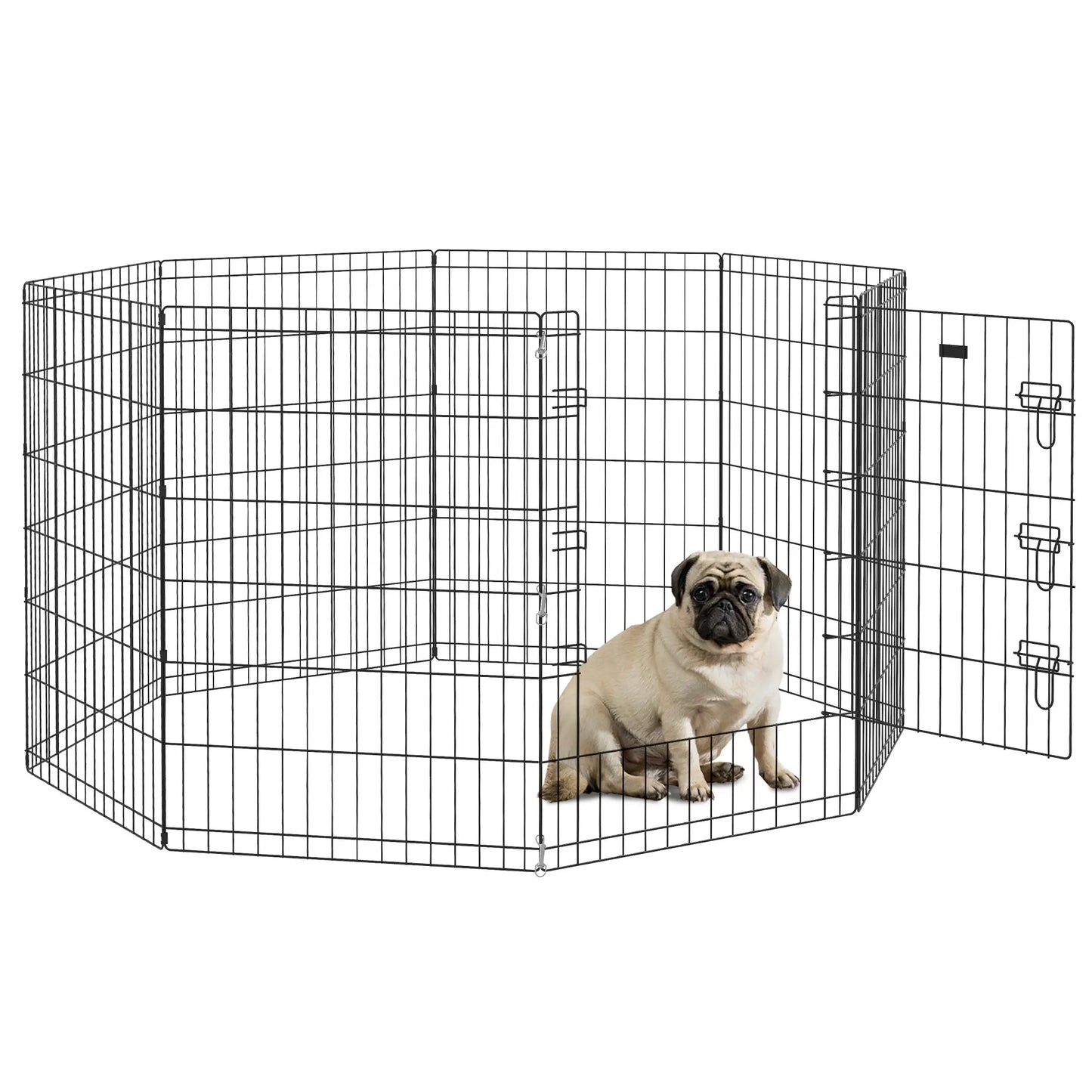 36 Inch Foldable Metal Pet Playpen, Dog Kennel Cage, 8 Panel