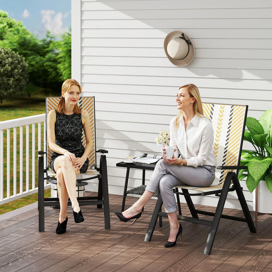 Wicker Chairs Set of 2, 5-Position Adjustable Backrest, Orange Patio Chairs Orange, Black, White at Gallery Canada