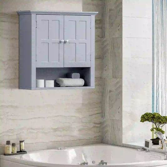 Wall Cabinet, Medicine Cabinet, Over Toilet, Adjustable Shelf, 2 Doors, Gray Wall Mounted Cabinets Grey at Gallery Canada