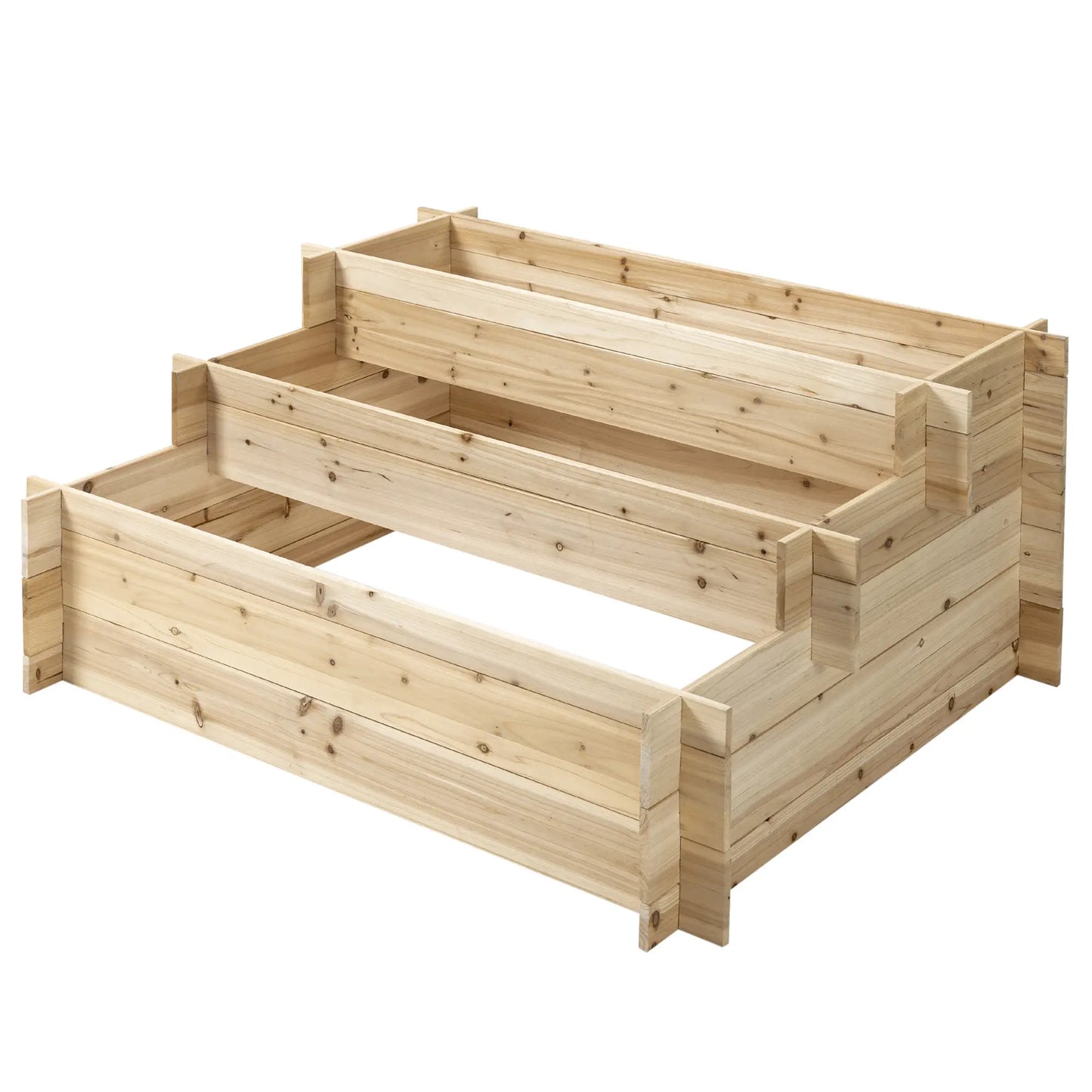3-Tier Wood Raised Garden Bed, Elevated Planting Box, Outdoor Herb Container Wooden Planter Boxes at Gallery Canada