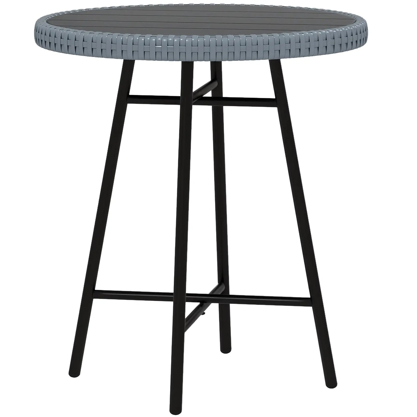 Wicker End Table, Plastic Wood Top, X-Shape Support, Grey Patio Side Tables at Gallery Canada