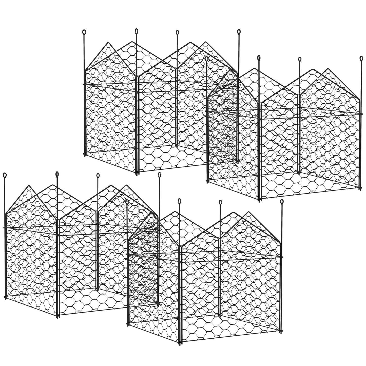 4 Pack Garden Cloches, 12" x 14" Metal Plant Cages, Black Walk In Greenhouses at Gallery Canada