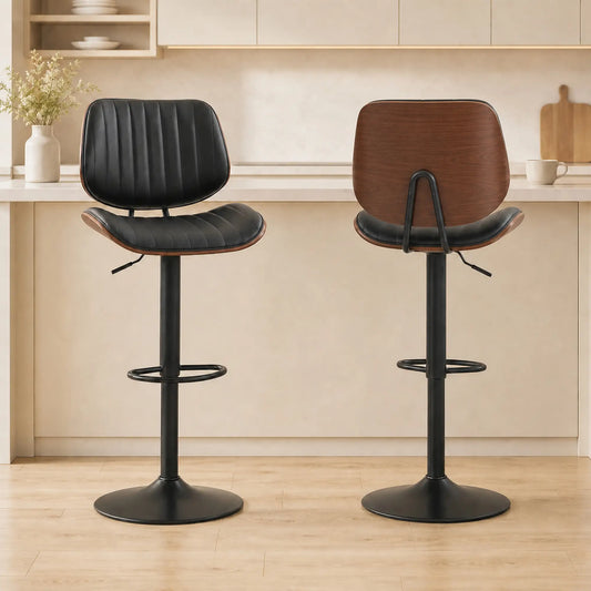 Swivel Bar Stools Set of 2, Counter Height, Adjustable, Black Bar Stools Black at Gallery Canada