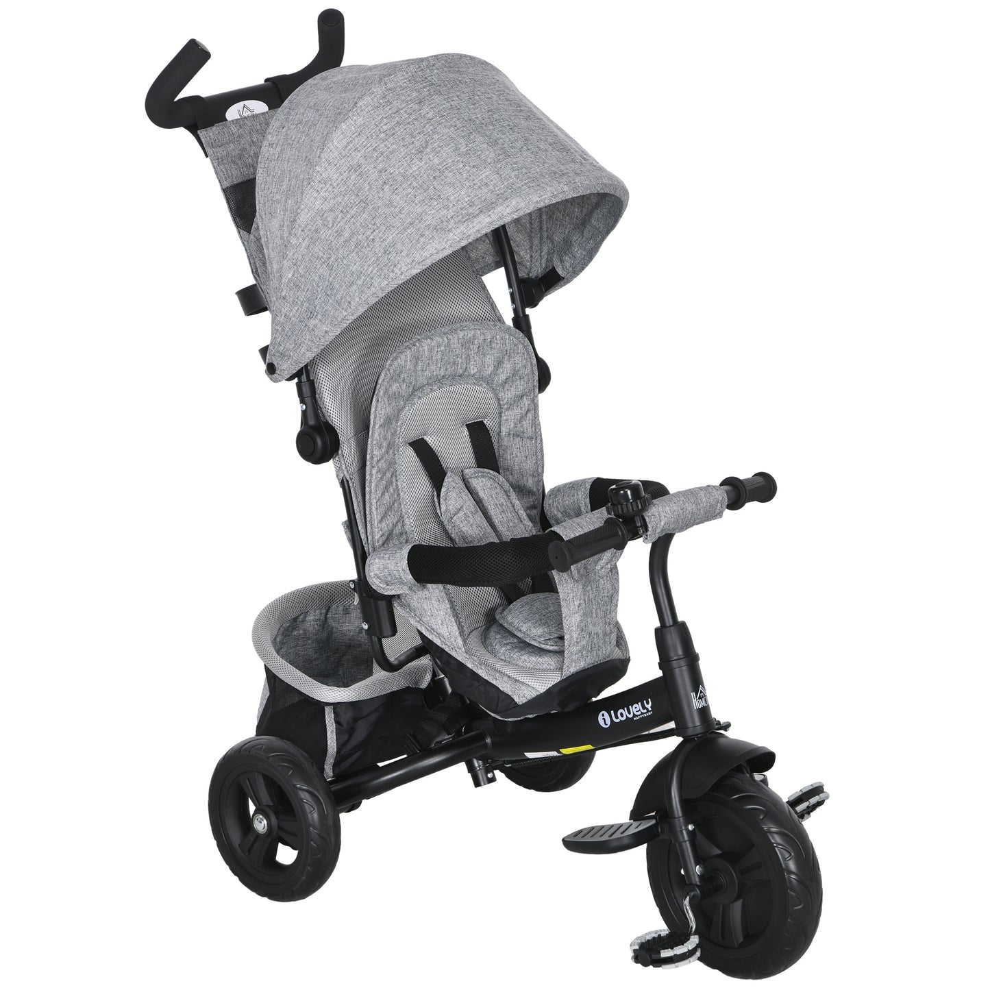 4 in 1 Tricycle for Toddler 1-5 Years with Parent-Push Handle, Grey at Gallery Canada
