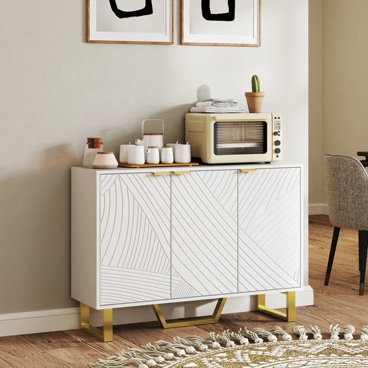 Sideboard Buffet Cabinet, Adjustable Shelves, TV Cabinet for 50 Inch, White Storage Cabinets White at Gallery Canada