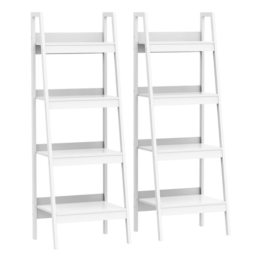 Set of 2, 4 Tier Ladder Shelf Bookcase, Multi-Use Display Rack, Storage Shelving Unit Display Stand, Flower Plant Stand, Home Office Furniture, White - Gallery Canada
