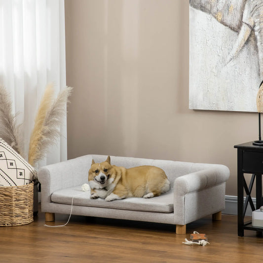 Modern Pet Sofa, Medium Large Dog Bed, Removable Cushion, Light Grey Dog Sofas Light Grey at Gallery Canada