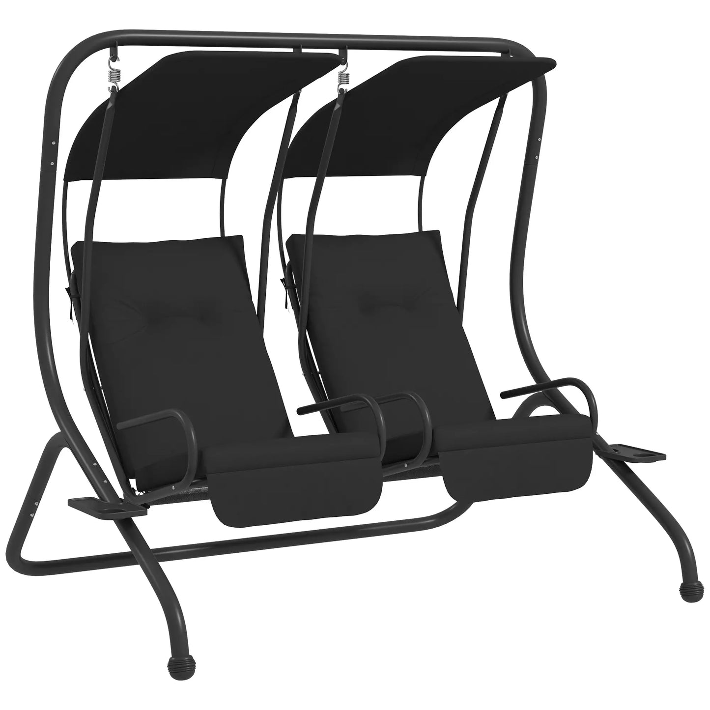 2-Seater Outdoor Porch Swing with Canopy, Black Porch Swings with Canopy at Gallery Canada
