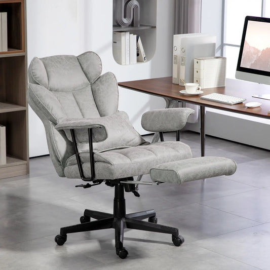 Big and Tall Office Chair with Foot Rest, 400LBS, Grey Executive & Manager Chairs Grey at Gallery Canada