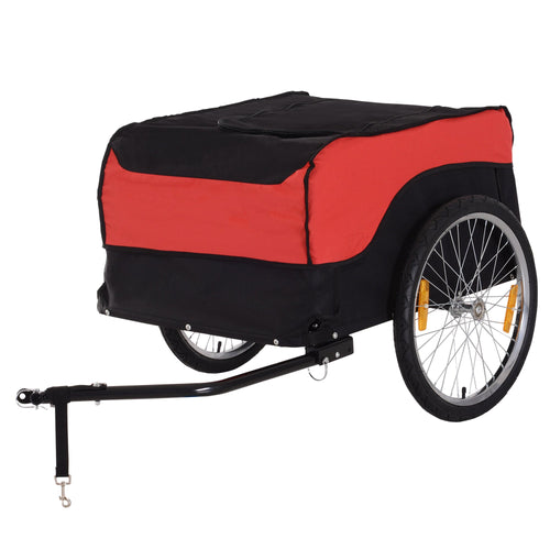 Bike Cargo Trailer Bicycle Luggage Carrier Cart with Cover Black Red
