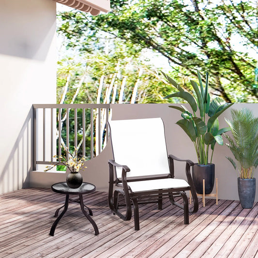 Outdoor Glider Chair, Steel Frame, Mesh Fabric, Cream White Outdoor Gliders Brown, Cream White at Gallery Canada