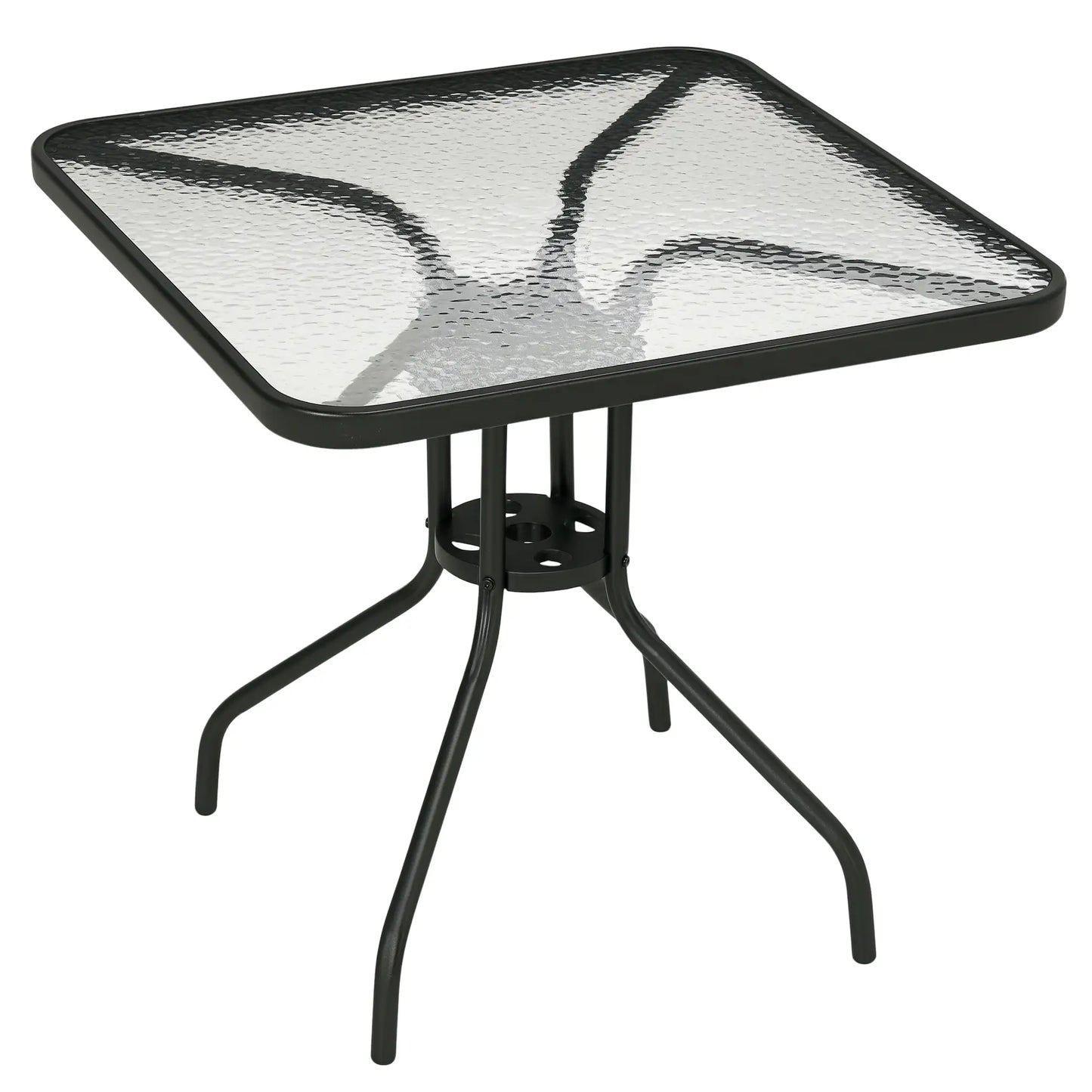Square Patio Dining Table, Tempered Glass Top, Umbrella Hole, Black Patio Dinning Tables at Gallery Canada