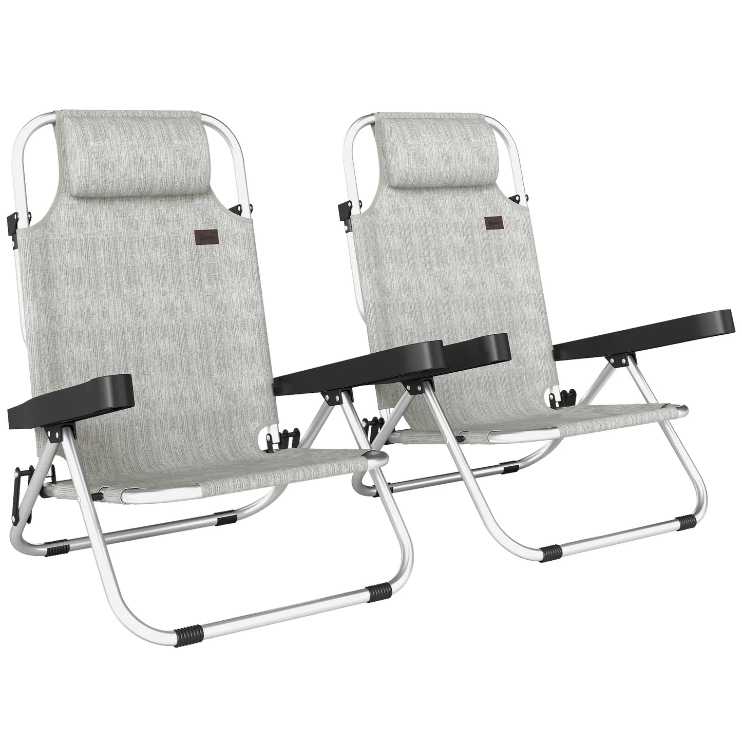 Folding Lounge Chair Set, Reclining Outdoor Chairs, 4-Position Adjustable Lounger Chairs at Gallery Canada