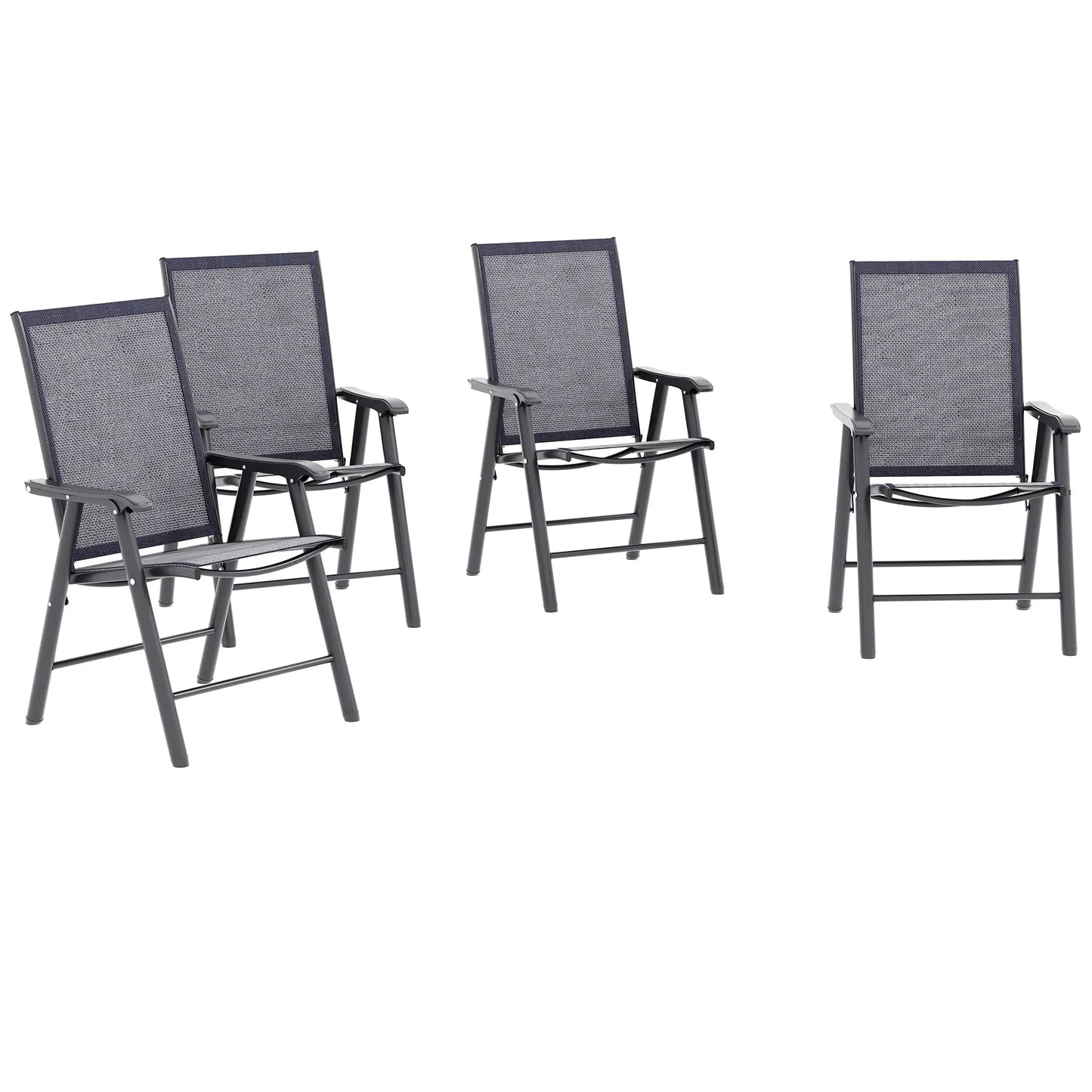 4-Piece Folding Chair Set, Outdoor Furniture with Armrests, Dark Grey, Dark Grey Patio Chairs at Gallery Canada