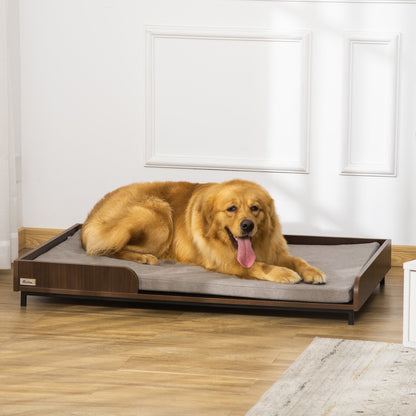 Elevated Dog Bed Frame, Furniture Style Pet Sofa, Modern Portable Cat Lounge, with Soft Cushion, Washable Cover, Steel Legs, for Large Dog, Brown at Gallery Canada