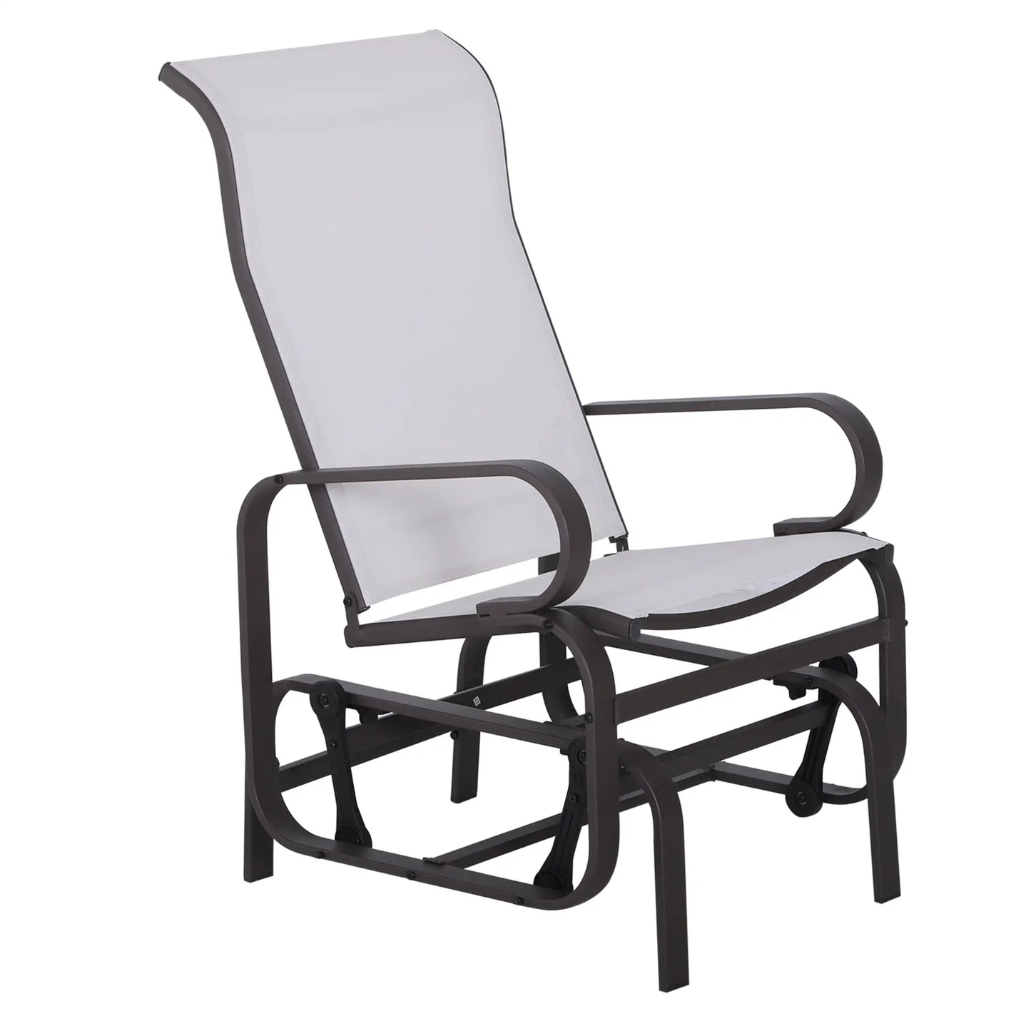Outdoor Mesh Glider Swing Chair, Patio Garden Rocking Seat, Brown Beige Outdoor Gliders at Gallery Canada