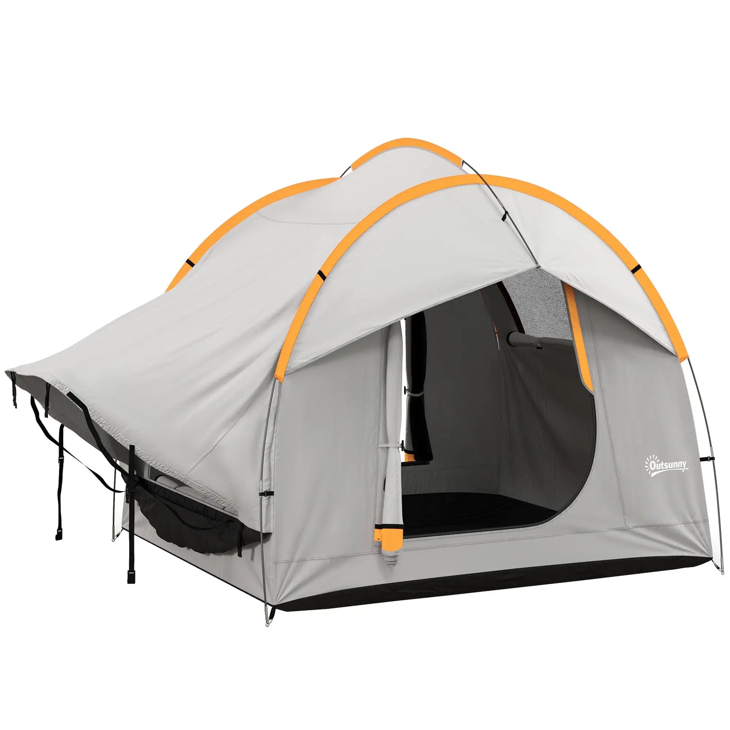 2000mm Waterproof SUV Tent, 3 Doors, Mesh Window, 5-6 Person, Grey, Orange Camping Tents at Gallery Canada