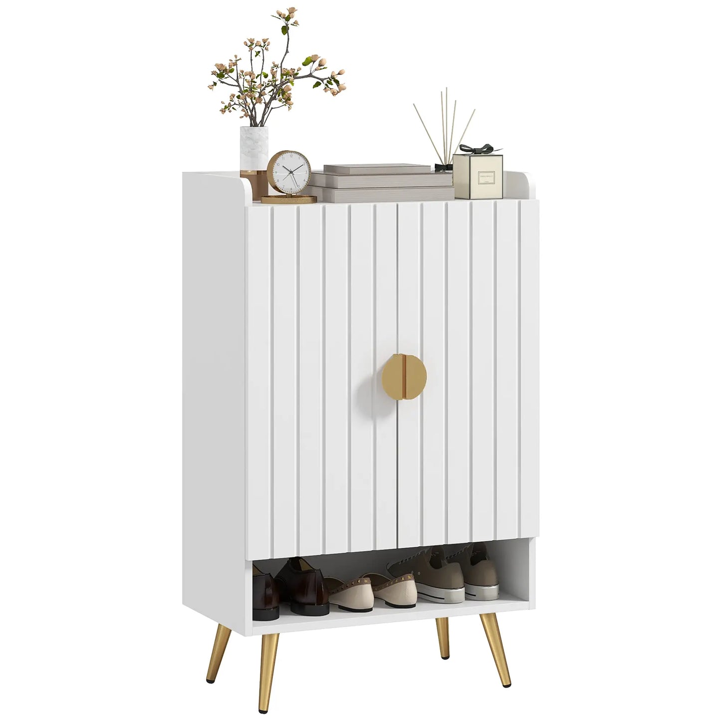 Narrow Shoe Storage Cabinet, Adjustable Shelves for 15 Pairs, White Shoe Storage Cabinets & Racks at Gallery Canada