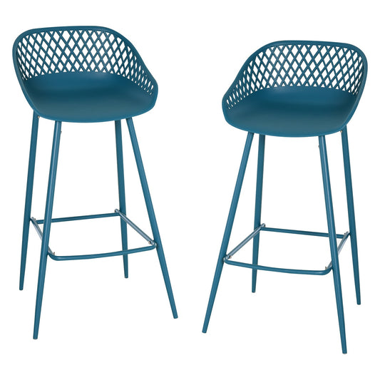 Set of 2 Vintage Metal Bar Stool with Back Rest Counter Stools with Footrest - Gallery Canada
