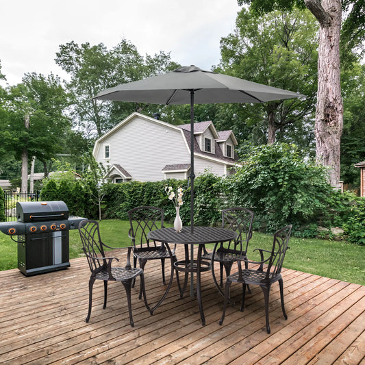 5-Piece Outdoor Dining Set, Cast Aluminum Table and Chairs, Brown Outdoor Dining Sets Brown at Gallery Canada